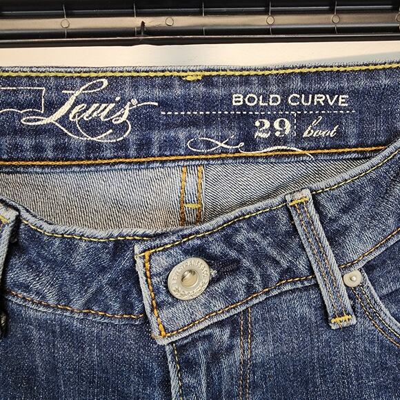 Levis Bold Curve Low Rise Bootcut Jeans Size 29" Blue Distressed Cowgirl Y2K - Picture 12 of 13